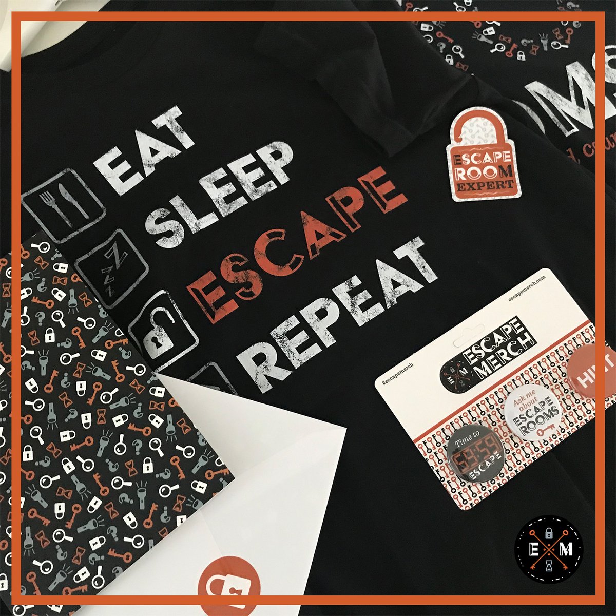 EscapeMerch's tweet image. Here's a sneak peek at some of our awesome escape room accessories available at launch! Not long to go now... #escapemerch #escaperoom #escaperoomshirt