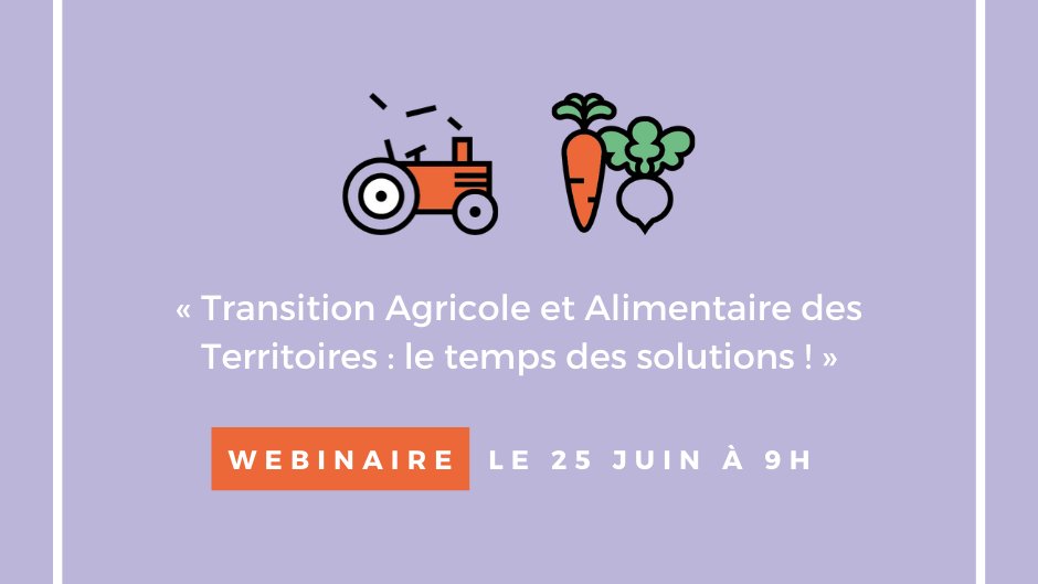 La crise a mis en avant des enjeux liés à l’agriculture et à l’alimentation, notamment des plus fragiles. Participez au webinaire "Transition Agricole et Alimentaire des Territoires, le temps des solutions" pour découvrir des initiatives concrètes. 👉bit.ly/3fqO3hW