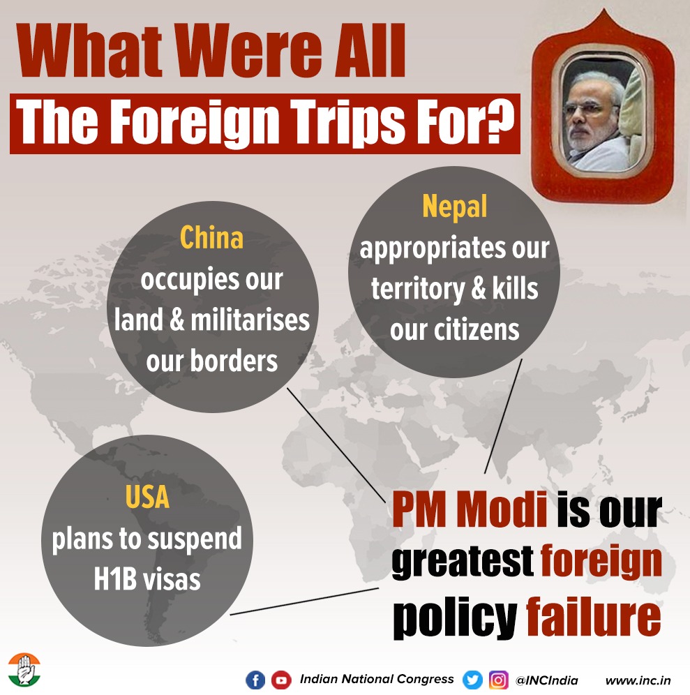 INCIndia's tweet photo. Did PM Modi travel to other nations on tax payer money for sightseeing? Because clearly we don't see any positive results from those visits.

#WeakestPMModi https://t.co/4WSTU2FR32