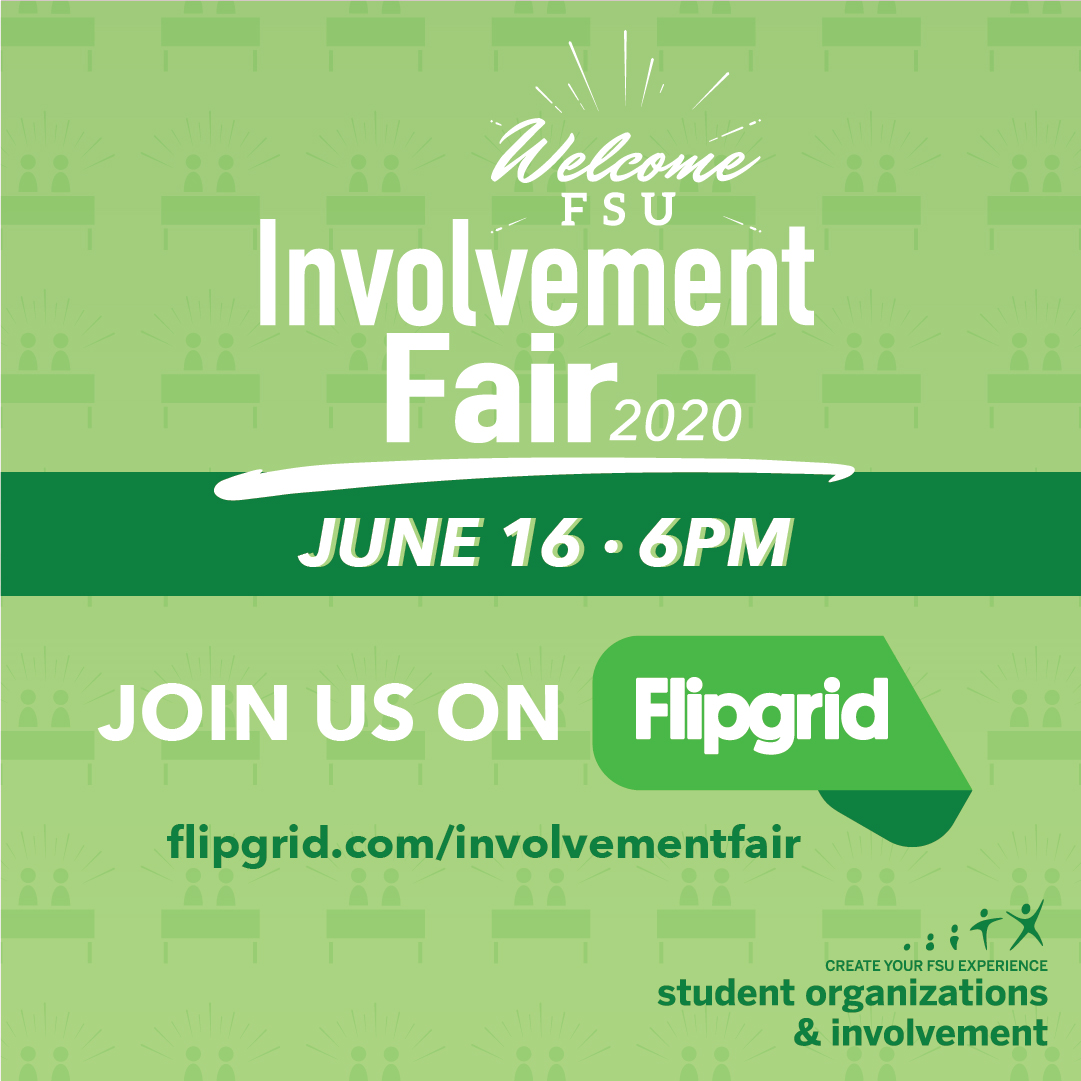 FSUSOI's tweet image. Join us today starting at 6pm on Flipgrid for our virtual Involvement Fair! 

Visit flipgrid.com/involvementfair, click &quot;Sign in using Microsoft&quot; &amp;amp; enter your FSU ID &amp;amp; password or use the Flipgrid app with the flipcode: involvementfair #WelcomeFSU