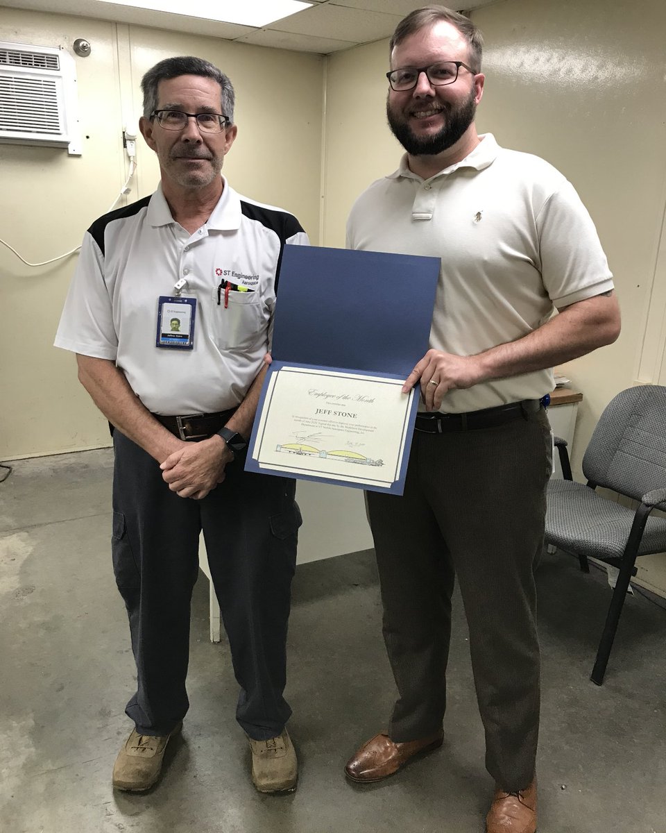 MobileAerospace's tweet photo. ST Engineering's June Employees of the Month are Jeff Stone and Tiffany Herzberg (Not Pictured). 

We appreciate both of you for all the hard work you have put in. 

#stengineering #landingjobs #employeeofmonth https://t.co/fejlpNIBZc