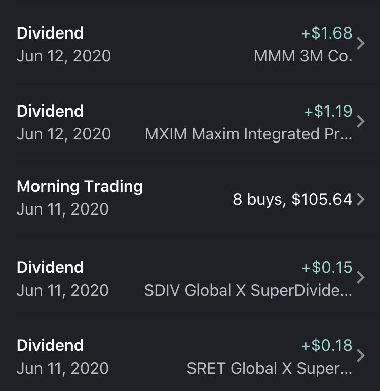 DarthDividend23's tweet photo. #Dividends are kicking in on my @M1_Finance #dividendportfolo. Check out my latest Youtube video. I am starting to post more videos on stocks that I buy and provide rationales with a #stockanalysis and #dividendanalysis. Link is in Bio $MMm $MXIM $SDIV $SRET $QYLD $O https://t.co/CQSvMfRpxe