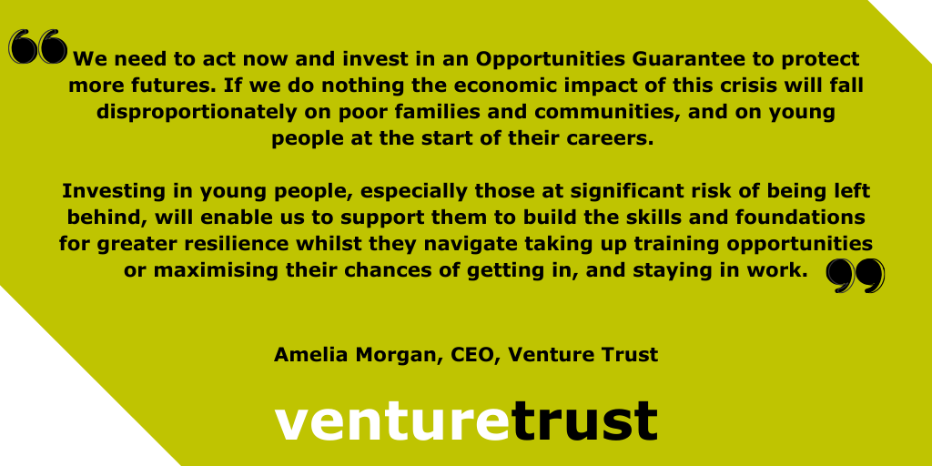 venturetrust's tweet image. Today’s labour market statistics are stark and show:
➡️more than twice as many young people now claiming unemployment benefits than in March
➡️ largest rise in unemployment figures since the Great Depression
We need an #OpportunitiesGuarantee!
Read more:
venturetrust.org.uk/news/2020/6/ve…