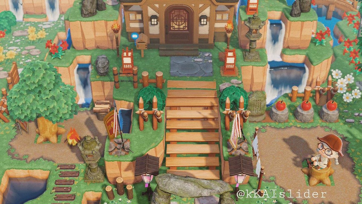 188. Le village de Cocorico sur Zelda BOTW ! (Source :  https://www.reddit.com/r/AnimalCrossing/comments/h9cyl0/i_made_legend_of_zelda_botws_kakariko_village/)