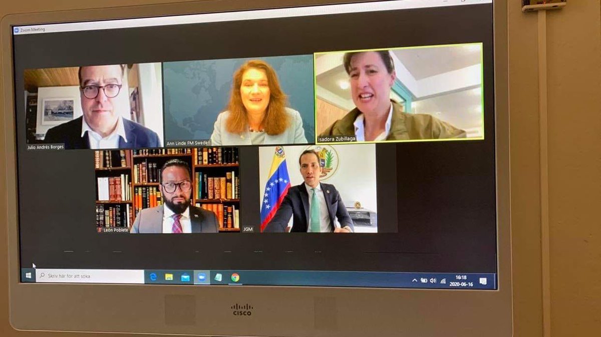 AnnLinde's tweet photo. Good conversation with Juán Guaidó, president of Venezuela’s democratically elected National Assembly. Sweden supports Venezuelans in their struggle to restore democracy and the rule of law. Concerned for the safety of the opposition’s elected officials and their collaborators. https://t.co/XXMpqUzxHJ