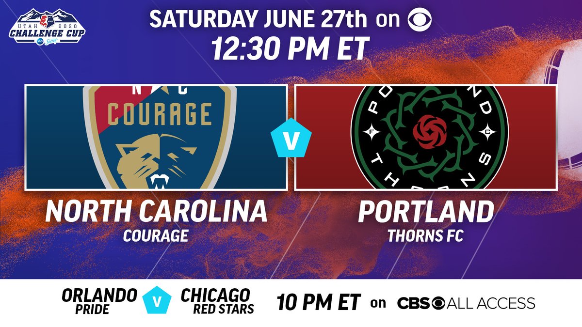 Get ready. The <a href="/NWSL/">National Women’s Soccer League</a> Challenge Cup is coming to CBS.

It all kicks off on June 27th when <a href="/TheNCCourage/">NC Courage</a> take on <a href="/ThornsFC/">Portland Thorns FC</a> and the <a href="/ORLPride/">Orlando Pride</a> face off with @chiredstarsPR.