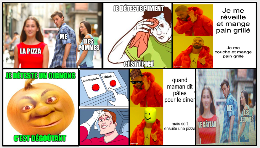 WACModLanguages's tweet image. Some hilarious examples of S2's creativity task from last week - create a meme using the recent food and drink vocabulary! 😂 Check assignments for your writing feedback! @WhitburnAC