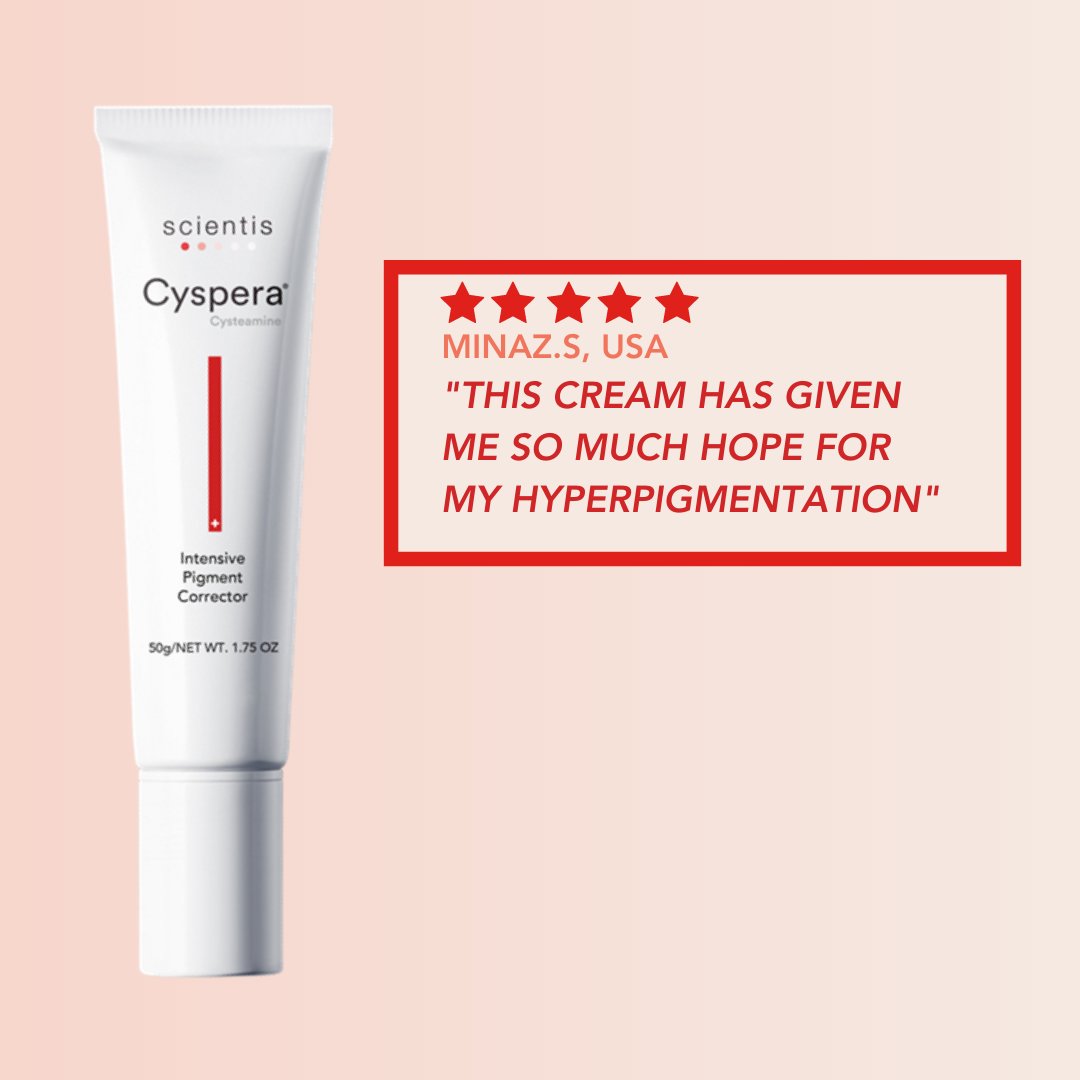 Cyspera® is the novel intensive pigment corrector formulated with #cysteamine, a powerful antioxidant, that helps to reduce the appearance of #darkspots and #brownpatches. It is well tolerated and can be applied on every skin types regardless of sun exposure.