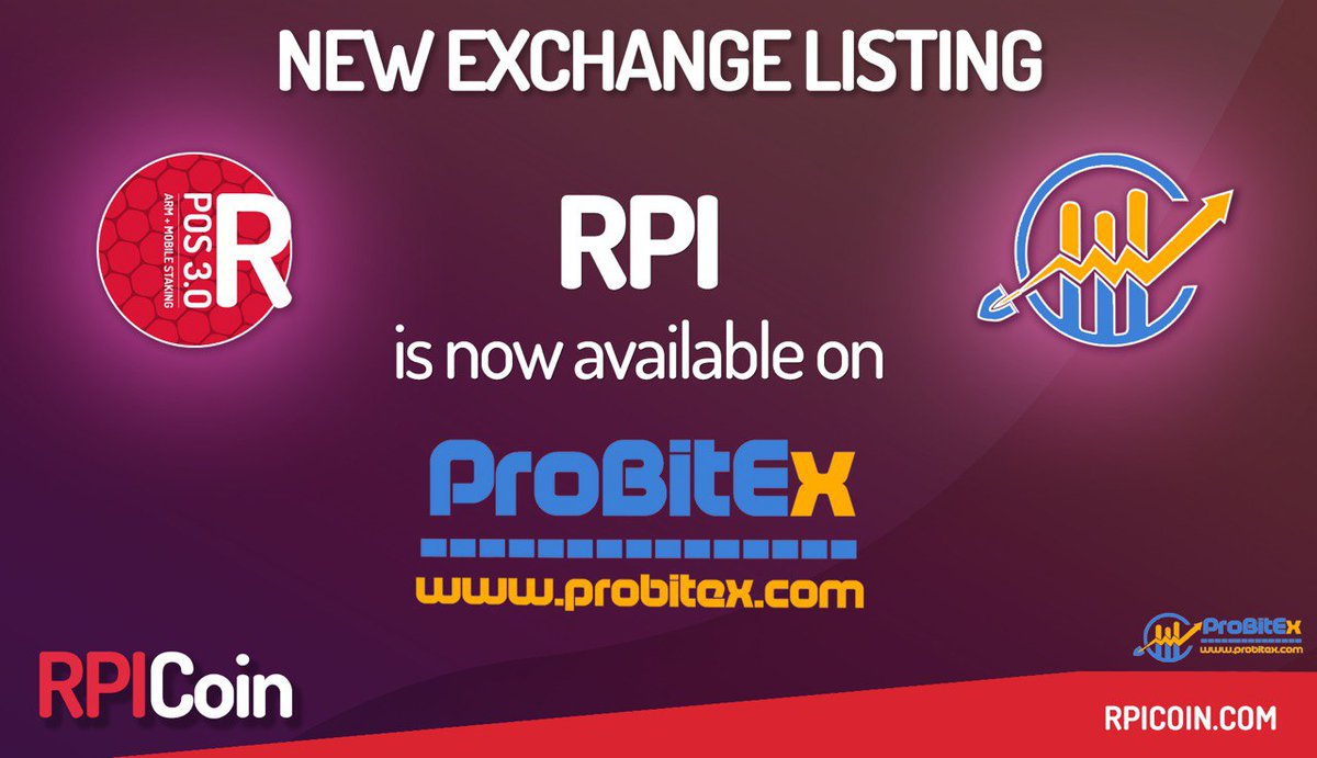 RPICoin's tweet image. You can now trade @RPICoin $RPI on ProBitEX exchange! 

RPICOIN: allcryptocap.com/currency/rpico…
RPI/BTC= probitex.com/trade/BTC/RPI
RPI/ETH= probitex.com/trade/ETH/RPI
RPI/USDT= probitex.com/trade/USDT/RPI

ProBitEX Widget: probitex.com/help/29