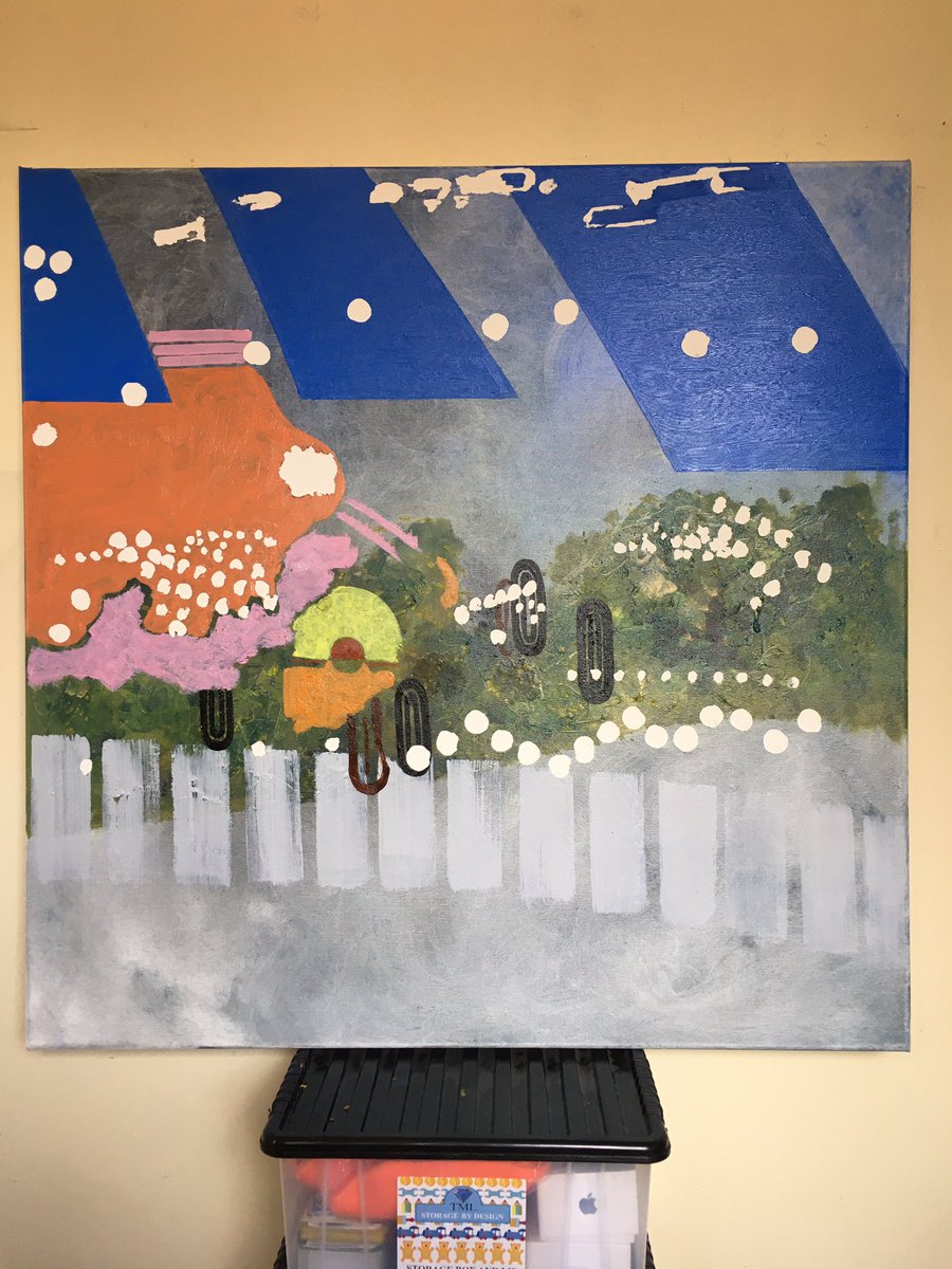 suemcqueenart's tweet photo. Some fond memories of last years #glastonbury #artinlockdown Oil on canvas, 76 x 76cm, 2020 #glastonburyfestival #lightsallnight #musicfestivalseason #artistsoninstagram #londonartist #temporarystudio #suemcqueenart https://t.co/1kBxtHY5m8