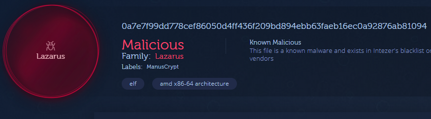 IntezerLabs's tweet photo. [1/3]
🆕 Linux version of #Lazarus's #ManusCrypt variant F. Its PE version was reported by the @USCERT_gov in May 2020
https://t.co/Bejr1XJ4Ms

->> https://t.co/osVtPZDreW