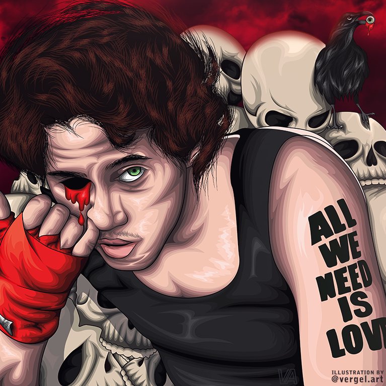 Ilustración de Canserbero inspirada en su frase "No crees cuervos, o arrancarán tus ojos de sus cuencas"😎💀. 
Sígueme en instagram como <a href="/vergel/">vergel</a>.art⚡⚡