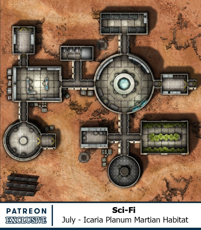 Sci Fi Maps Rpg Twitter 上的Heroic Maps："Just Shared A Preview With Our #Patreon Supporters -  The Sci-Fi Tier Supporters Will Be Getting This Martian Habitat Map As One  Of Their Rewards In July #Rpg #Battlemaps #