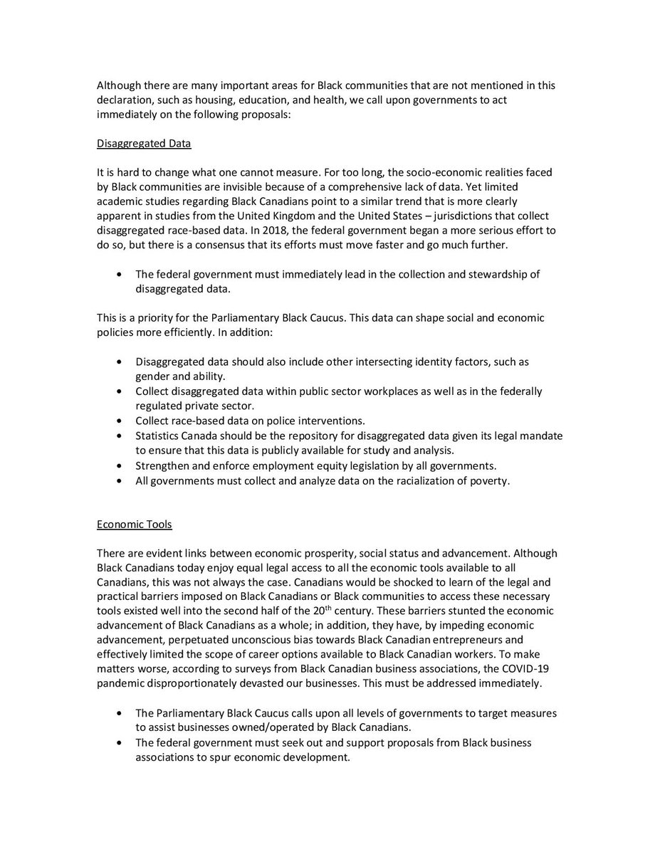 .The federal government must immediately lead in the collection of disaggregated data. It must also take measures to assist businesses owned/operated by Black Canadians to help spur economic development. #BlackLivesMatter    #IndigenousLivesMatter  #BLMToronto  #cdnpoli  #HamOnt