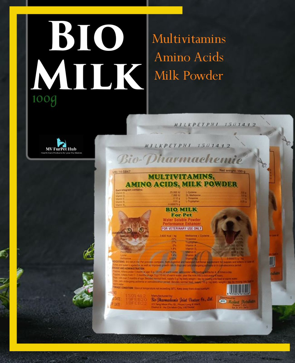 MVFurPetHub's tweet photo. Bio Milk, 100g
Multivitamins, Amino Acids, Milk Powder

#mvfurpethub #biomilk #milkreplacer https://t.co/MWUeWDDn2V