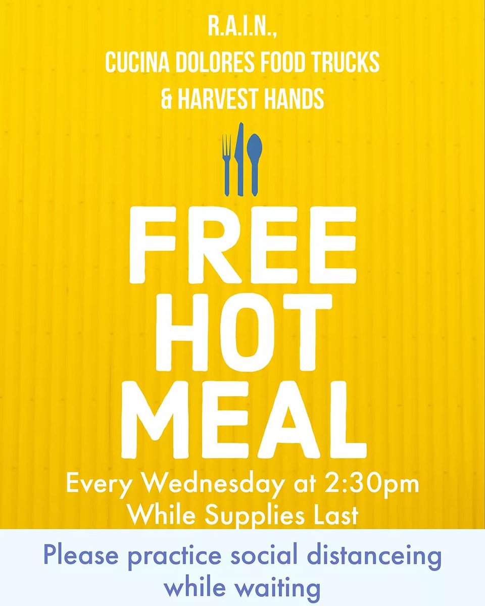 WSBID's tweet photo. Join us every Wednesday until further notice, for a Free Hot Meal at Harvest Fields Community Church located at 2626 E. Tremont Avenue in our district. Distribution will begin at 2:30PM while supplies last. Please practice social distancing while waiting in line. https://t.co/wHaSBthi70
