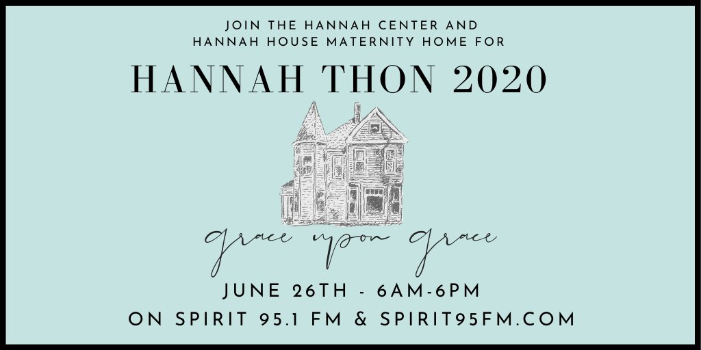 Listen in to this year's Hannah-Thon on June 26th on <a href="/Spirit95FM/">Spirit 95.1</a> and spirit95fm.com! We've seen a 33% increase in clients, and we need YOUR help to keep our Material Support, Counseling, Childbirth Education, and Doula Services going! Donate at hannahcenter.org/hannahthon