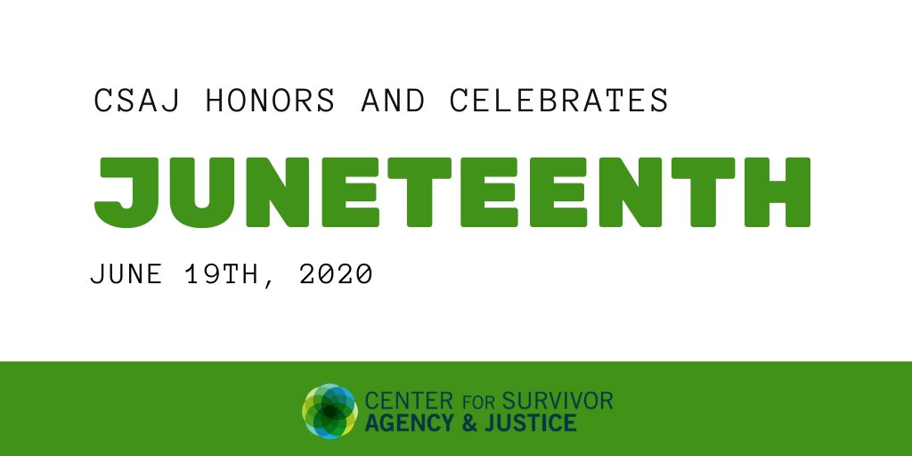 CSAJNews's tweet photo. This upcoming Friday, June 19th is #Juneteenth. This holiday celebrates the historic emancipation of enslaved African Americans and movements towards Black liberation. Join us this week as we look at this history &amp; reflect on how these intersections inform our IPV/SA work. #CSAJ https://t.co/OwRcwidfPv