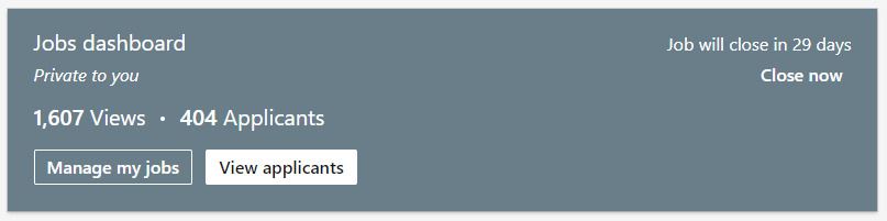 Awalnya cuma niat bantu rekrutmen di kantor gw aja, jadi iseng gw posting sekitar jam 5an hari Senin kemarin. Dan sungguh terkejut! ternyata pas cek postingan di siang hari ini (Selasa siang), yg apply udah 404 orang, dan masih terus bertambah. Dalam hitungan dibawah 24 jam