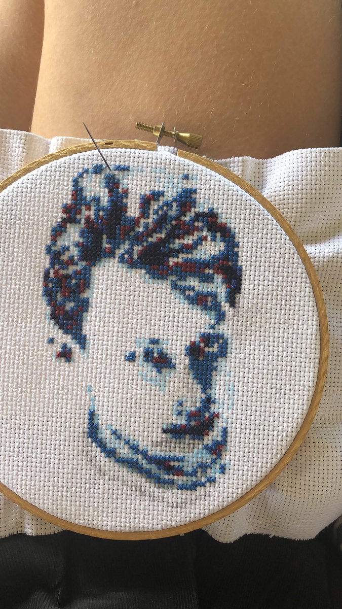 Stitching Erik Johnson Day 4: we made like no progress yesterday. Just made it a mess :/