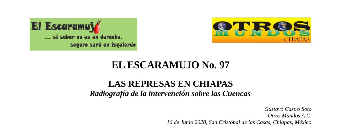 Chiapas tiene 8 hidroeléctricas🌊🔌  3 de ellas son de las más importantes del país. ¿Sabías que existe  al rededor de 90 proyectos nuevos hidroeléctricos en el estado? Conoce más al respecto con el Escaramujo 97: LAS REPRESAS EN CHIAPAS
📌Lee aquí bit.ly/2Y3QrFA