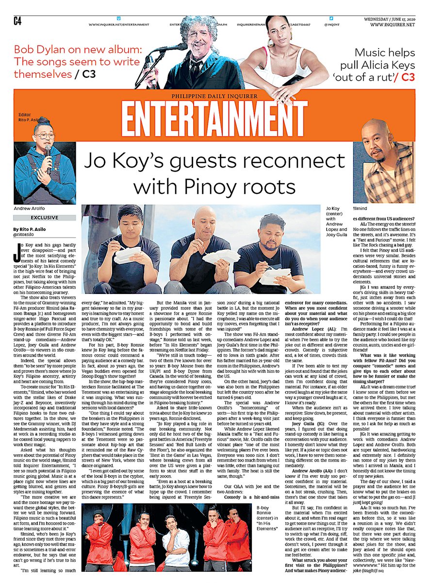 Inquirer Entertainment (@inqent) on Twitter photo Inquirer Exclusive: @JoKoy’s guests reconnect with #Pinoyroots
entertainment.inquirer.net/379500/jo-koys…
#jokoy #jokoyinhiselements <a href="/netflix/">Netflix</a> @netflixph #andrewlopez #joeyguila #andreworolfo #bboyronnie #breakdancing #illmind #filam #filipinoamerican #comedy #standupcomedy #entertainment
<a href="/InqEnt/">Inquirer Entertainment</a> Inquirer Exclusive: @JoKoy’s guests reconnect with #Pinoyroots
entertainment.inquirer.net/379500/jo-koys…
#jokoy #jokoyinhiselements <a href="/netflix/">Netflix</a> @netflixph #andrewlopez #joeyguila #andreworolfo #bboyronnie #breakdancing #illmind #filam #filipinoamerican #comedy #standupcomedy #entertainment
<a href="/InqEnt/">Inquirer Entertainment</a>