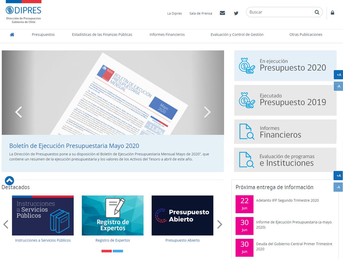 🖥️Desde hoy podrás revisar la nueva web de <a href="/DipresChile/">Dipres</a>, que fue actualizada en forma más moderna y práctica para nuestros usuarios, incorporando nuevos destacados, gráficos, indicadores e información de publicaciones, entre otros. 
Te invitamos a visitar dipres.cl!