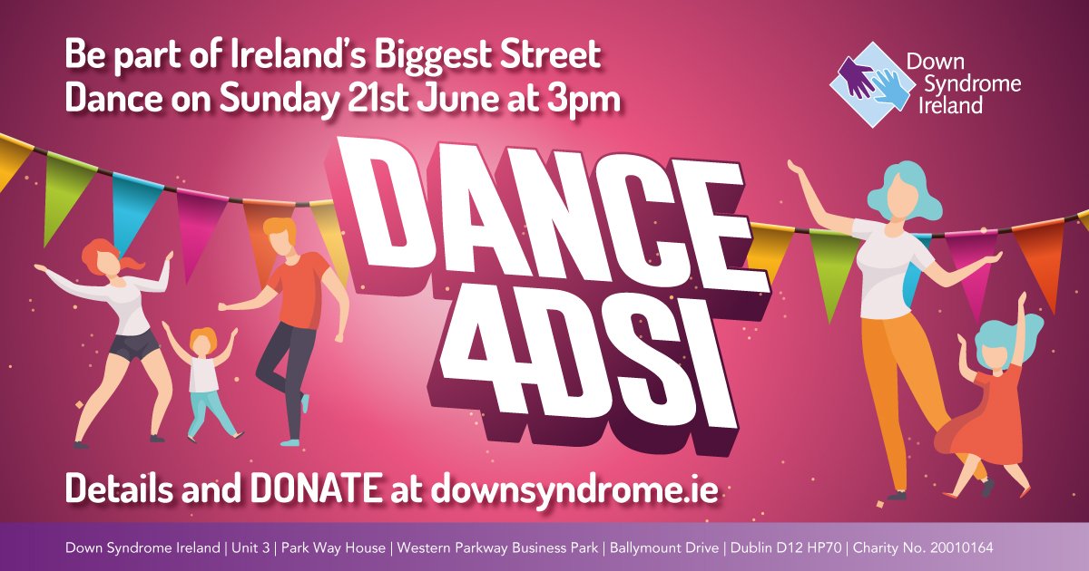 Are you ready to take part in an exciting community event THIS Sun 21st @ 3pm to help raise vital funds to support <a href="/DownSyndromeIRL/">Down Syndrome IRL</a>
online services? Be part of #DANCE4DSI
Donations welcome at downsyndrome.ie 

Watch here for more 👉
youtu.be/ML8wKg1kfJw

RTs welcome 😊