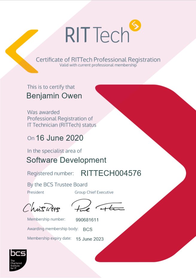 _benjaminowen's tweet image. Allowed to put some more letters after my name as of today (#RITTech)!

Next stop CEng.