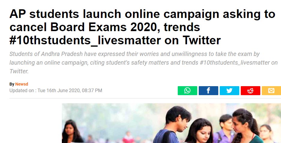 MeeBidda's tweet photo. Appude vacchesindi news article about the trend on cancellation of 10th class exams. Tag tho saha vesadu 😄

@PawanKalyan _/\_

#10thstudents_livesmatter https://t.co/0SJkl5m2W6