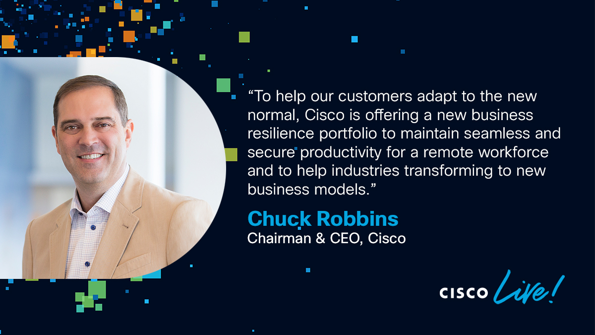 CiscoLive's tweet photo. .@ChuckRobbins kicks off our #CiscoLive #digital event with a powerful message of solidarity. Keep your eye on this thread for highlights from all of the keynote speakers. https://t.co/mjrMGaDSn9