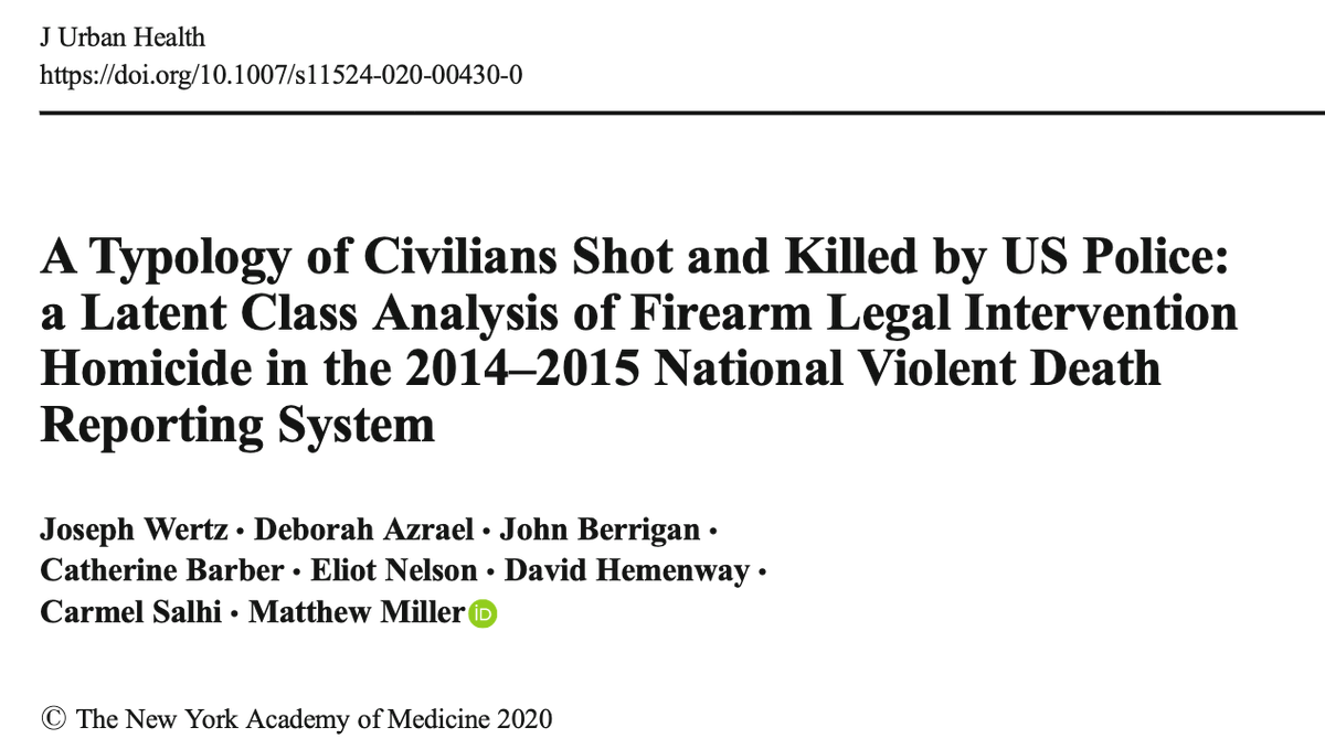 213/ "This finding comports with prior LIH ["Legal Intervention Homicide" by police] research that finds that black Americans are not only disproportionately likely to be killed by law enforcement but are disproportionately unlikely to present an objective threat of deadly force"