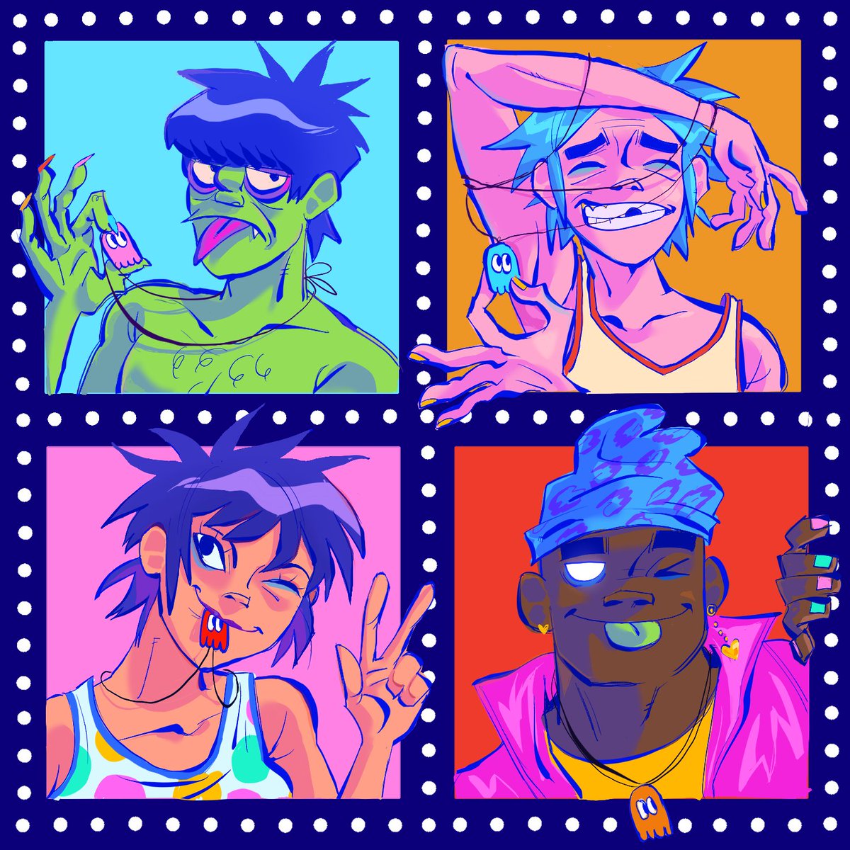 I GOT PACMAN FEVER !!!!!!! this is so self indulgent and cheesy i just want them to match so bad ( gorillaz ) 