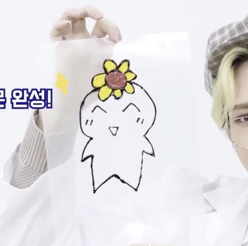 yeosang tried making a towel hehetmon (the character on the left and in the pic above this) and. well uh
