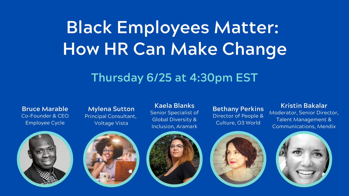 Please join us June 25, 4:30 EST for “Black Employees Matter: How HR Can Make Change.” The panel will explore the topic of race relations in our country and organizations, and how we, as HR leaders, can make a positive impact. Register here: ow.ly/7RMn30qQzK8