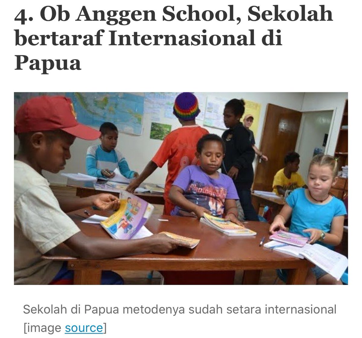 4. Ob Anggen School, Sekolah bertaraf Internasional di PapuaOb Anggen School adalah model institusi pendidikan modern & bertaraf internasional di pedalaman Papua. Jadi jika ngomongin pendidikan di Papua, Malah sdh lebih terfasilitasi setara sekolah mahal. #JagaPapuaIndonesia
