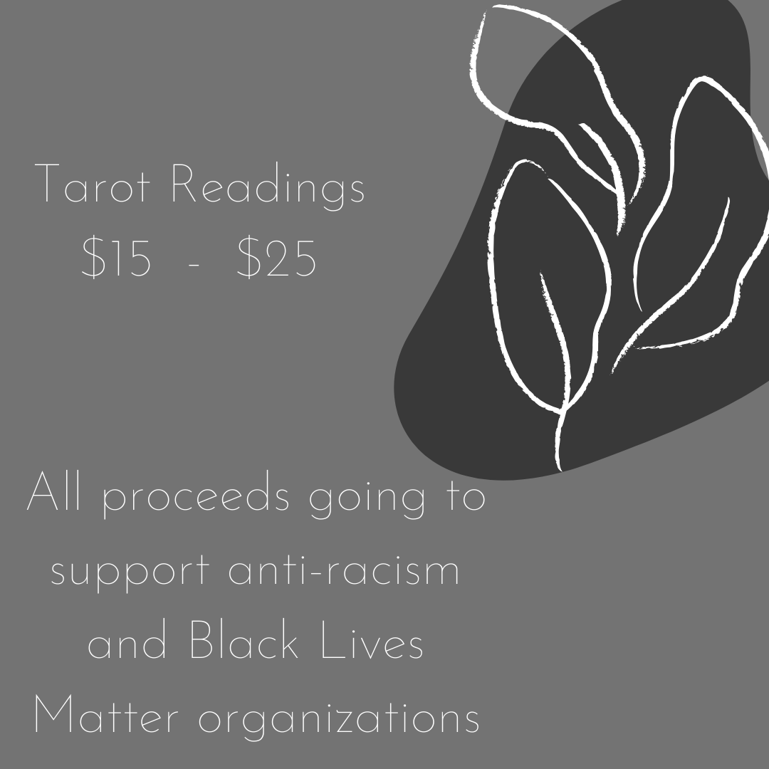 IndigoWayworth's tweet photo. ✨Tarot Readings to support BLM✨

All tarot readings are sliding scale $15-$25 for 30 minutes video call, or 2 pages typed, and ALL profits will go to support 3 BLM organizations. (details in pictures)

DM for info! Or book on Etsy! Please RT!
https://t.co/JnspXaMeHK https://t.co/iJKUy88o8Z