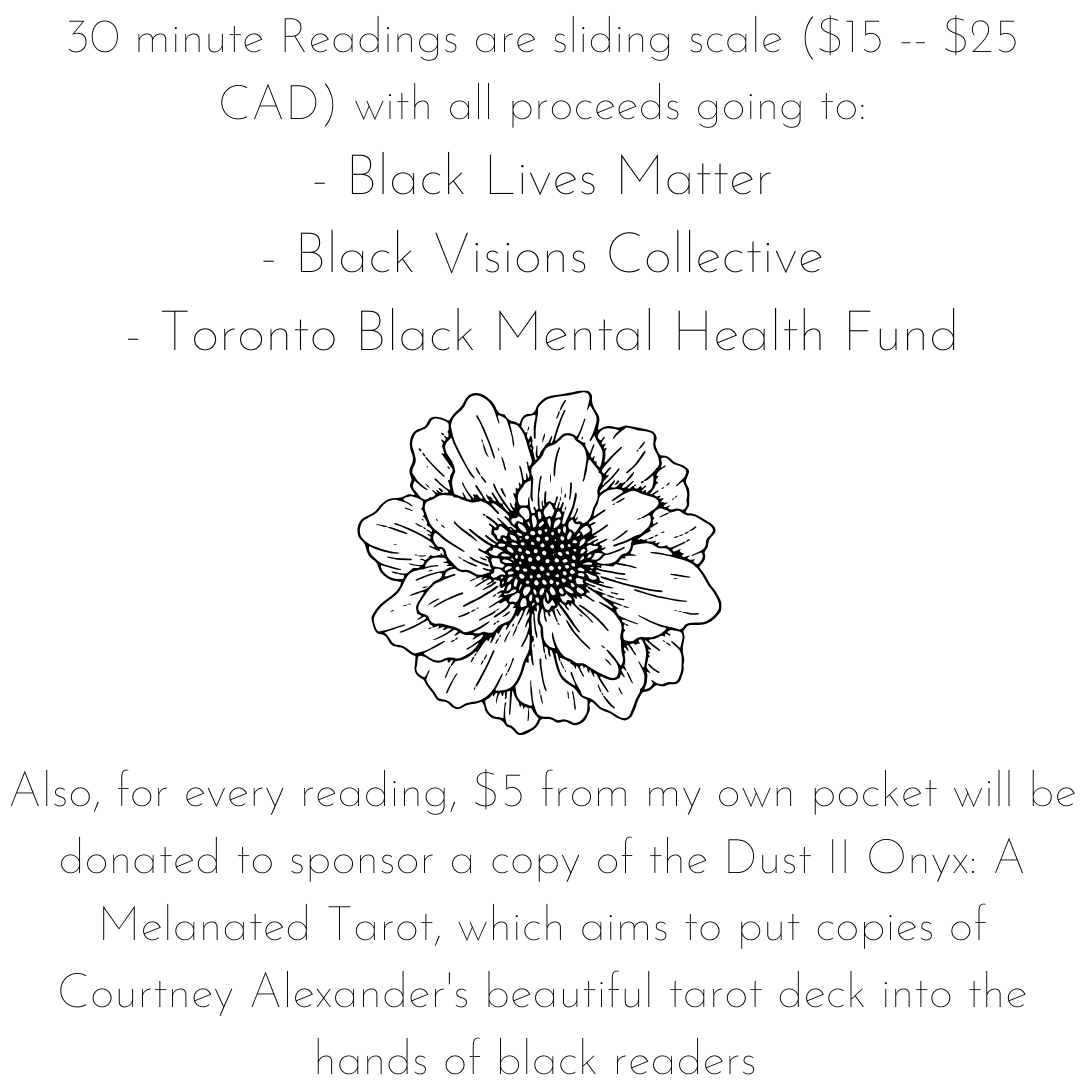 IndigoWayworth's tweet photo. ✨Tarot Readings to support BLM✨

All tarot readings are sliding scale $15-$25 for 30 minutes video call, or 2 pages typed, and ALL profits will go to support 3 BLM organizations. (details in pictures)

DM for info! Or book on Etsy! Please RT!
https://t.co/JnspXaMeHK https://t.co/iJKUy88o8Z