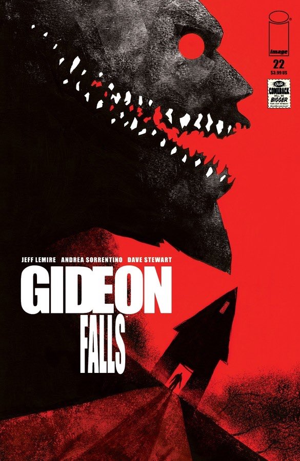 GIDEON FALLS is back tomorrow for #NCBD !!  GIDEON FALLS Issue #22 “Wicked Worlds Part One”

Writer - @JeffLemire 
Artists - @And_Sorrentino , @Dragonmnky 
Cover A - @And_Sorrentino , @Dragonmnky 
Cover B - @jeffreyalanlove