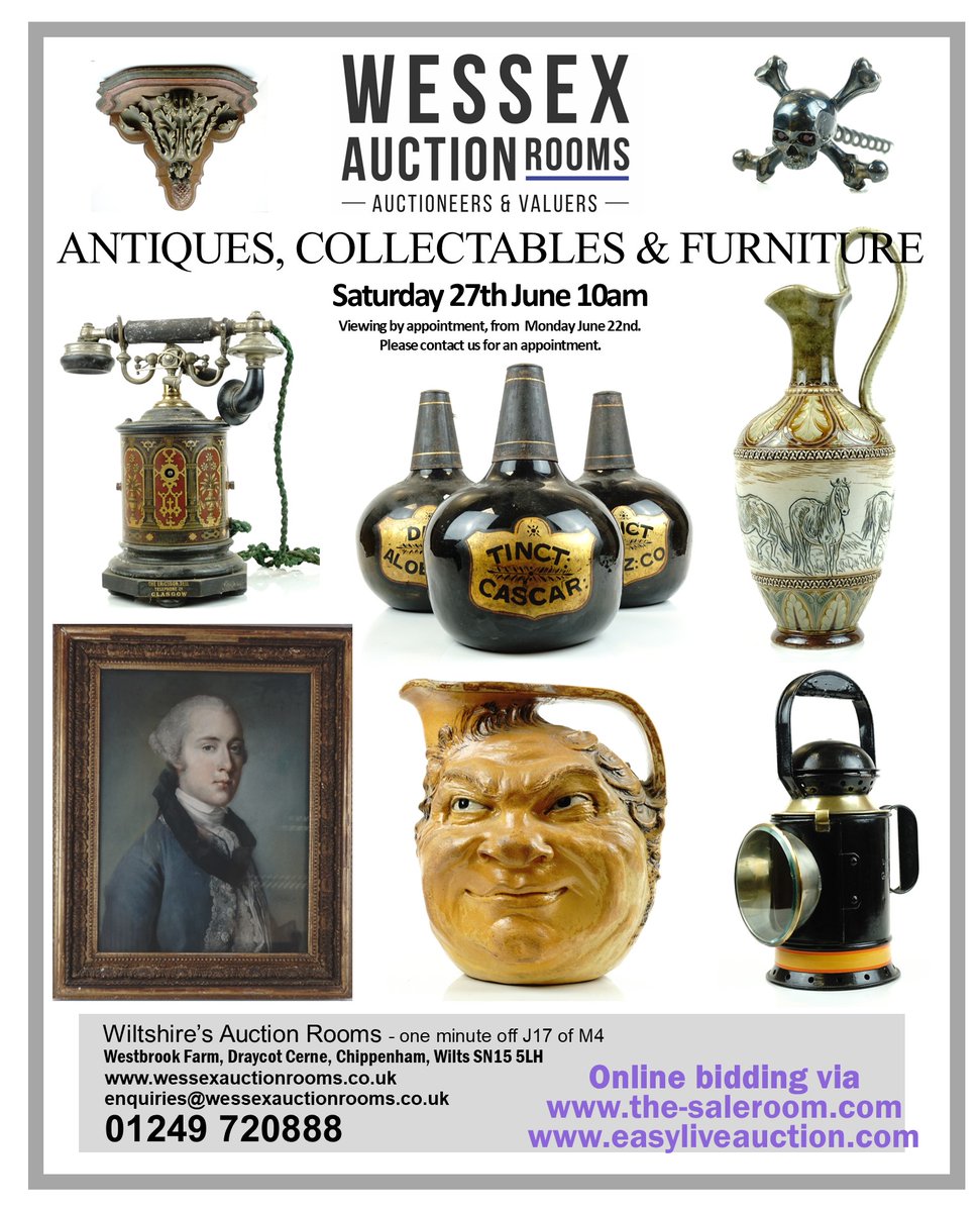 June 27th #Antiques #Furniture #Collectables #Auction - CATALOGUE NOW ONLINE! - mailchi.mp/wessexauctionr… #antique #wiltshire #wilts #retro #vintage #ceramics #glassware #silver #artwork #jewellery #enamelsigns #homeofauctioneering