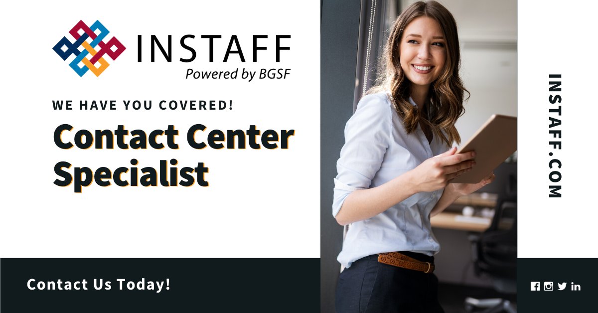 work4instaff's tweet photo. We have the support you need for your Contact Centers! With over 5,000 individuals annually placed, we have the candidate pool to fulfill your needs. Contact us to find your next Contact Center Specialist! https://t.co/XCriirY8Ln
#Work4InStaff #Work4BG #LightIndustrialJobs https://t.co/KUNnnWHfpW