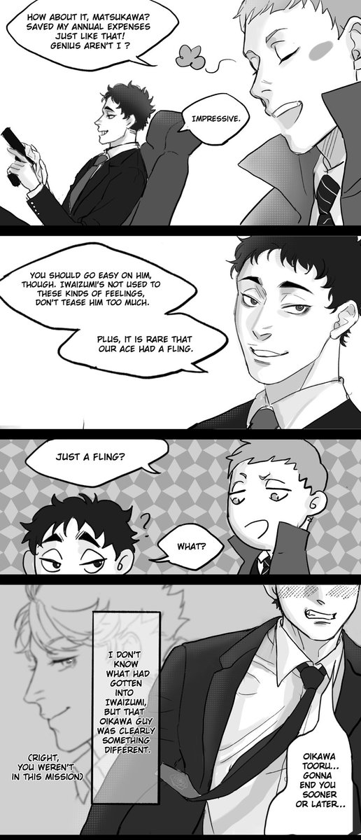 #及岩『A fling』part2 6/6
Hacker! Oikawa / Agent! Iwaizumi
That's all! Plz enjoy! It would be better if you could tell me how you feel about this little story!
Thank @inevitablynick for the translation❤️ https://t.co/viYeKxgT3O