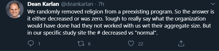 Some questions at first glance1.) Where are the Filipino scholars in the works cited? I'm sure they'd have something to say about religiosity and poverty in their own country2.) How does one "randomly remove religion" from an evangelization program?