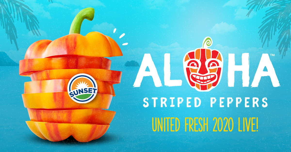 Come say Aloha at the SUNSET® virtual booth at #UnitedFreshLIVE. Winner of last year’s United Fresh Best New Vegetable award, our Aloha striped peppers have been turning heads and boosting sales since its launch in 2017.