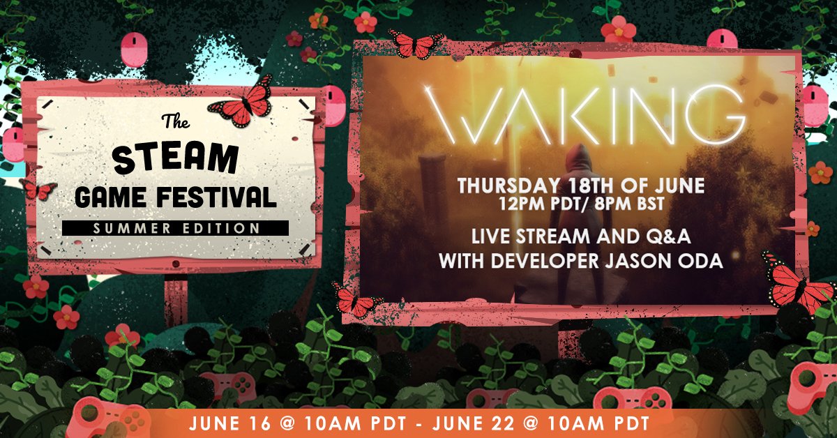 wakinggame's tweet photo. The @Steam Game Festival is now live!

You can try out the Waking Demo on the steam page! While you're on the store page, don't forget to add Waking to your wishlist and tune in on Thursday for the live stream with Q&amp;A. 

https://t.co/73LcI8MD7c https://t.co/LUe8UhG1MA