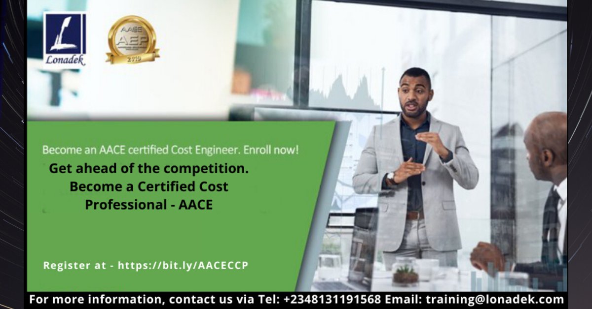 LonadekInc's tweet image. Take responsibility for your career growth! Have you always wanted to be AACE Certified? Here is a chance to get this done virtually and at a discounted price. This Training will be delivered by industry experts.
Register NOW - bit.ly/AACECCP
#AACE #ProjectControllers