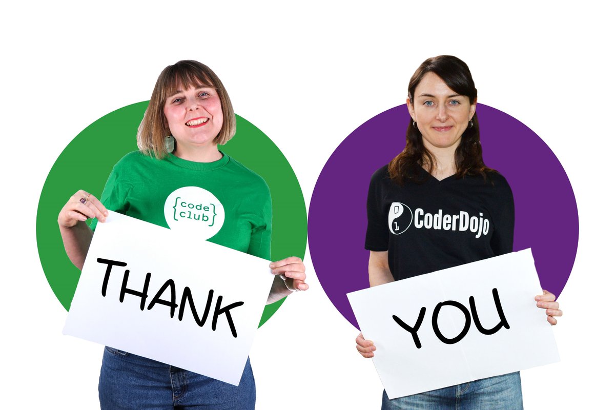 CodeClub's tweet image. Thank you for joining us for today's #ChatCode session!
We've absolutely loved hearing so many amazing thoughts and ideas from the Code Club and @CoderDojo community. 💚💜