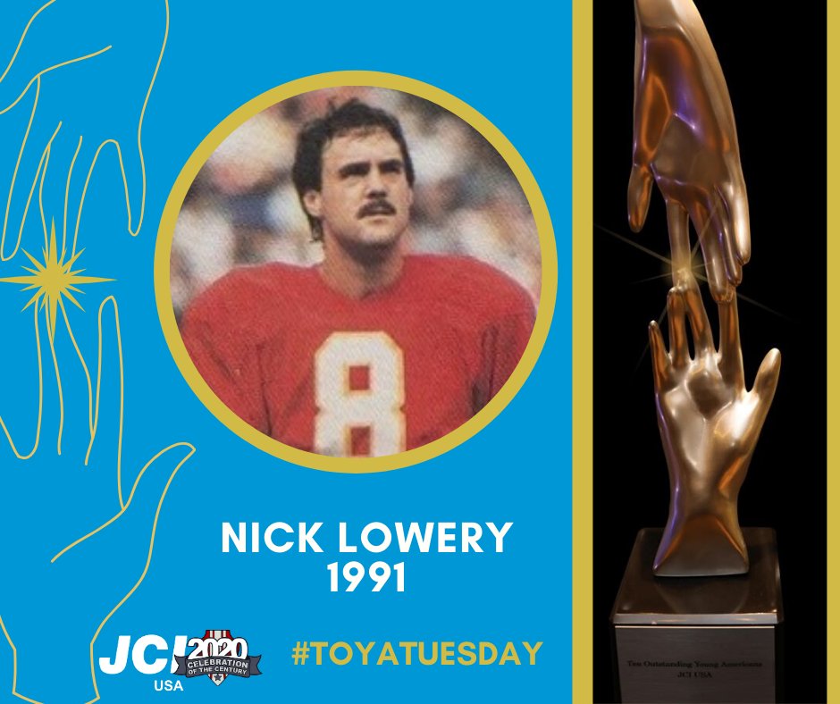 It's #TOYATuesday and today we look back at past Honoree Nick Lowery, former place kicker for the Kansas City Chiefs. His "Kick with Nick" program  raised more than $250,000 in six years for cerebral palsy research. #TOYA #JCIUSA100