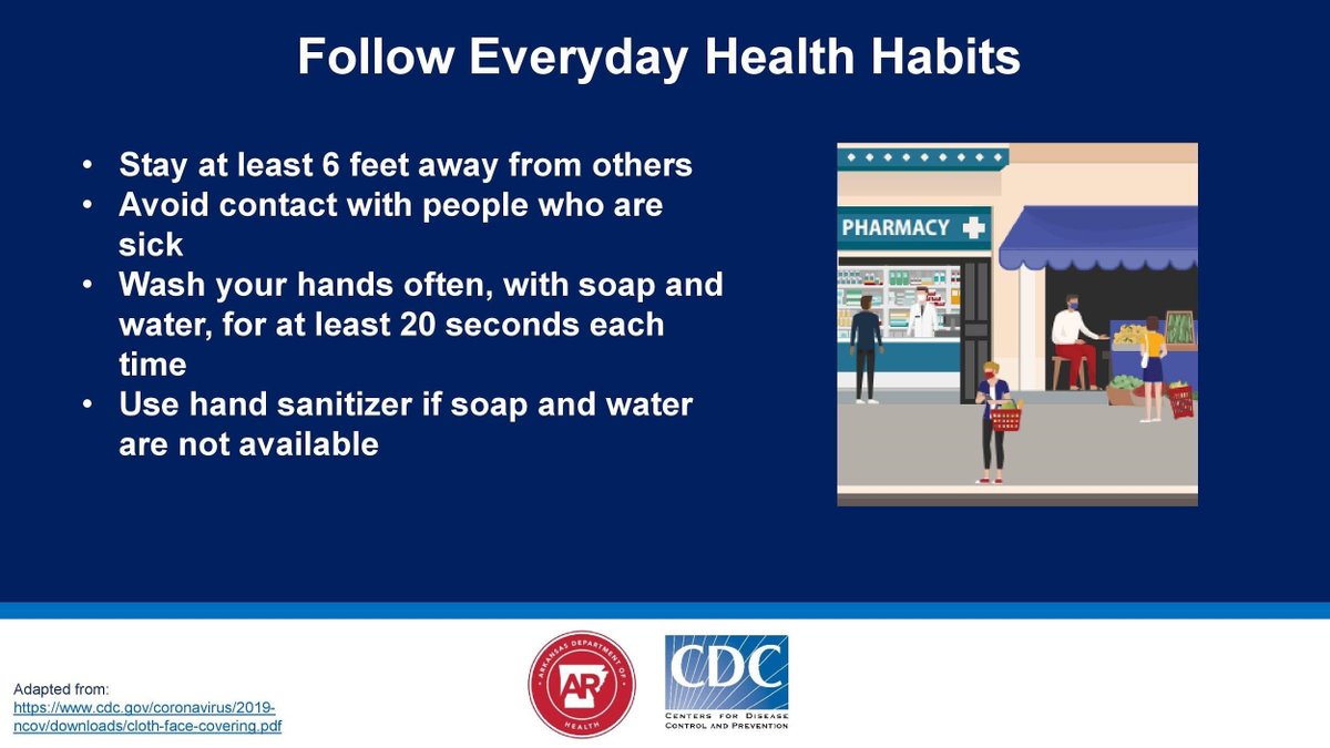 Simple steps can make a big difference in preventing the spread of COVID-19. Wear a face covering in public and follow these everyday health habits to protect yourself and those around you. #COVID19ark
