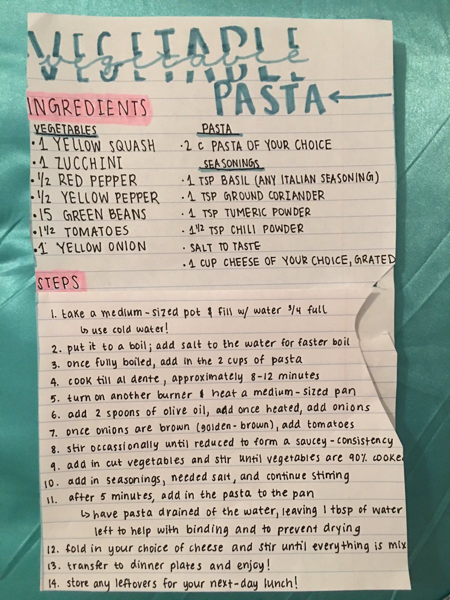 UNCFSU_StaffSen's tweet photo. For #BroncoTastyTuesday, here is our past-President Velappan’s favorite recipe: Gluten-free Vegetable Pasta! Here is the recipe and some photos taken along the way; the recipe video will be in the next tweet. #employeebroncoprideweek #faystate @uncfsu @velappanv https://t.co/yyEVZDQIvP